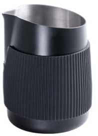 Opatiny Brocca per schiumalatte senza maniglia, in acciaio inox, con impugnatura in silicone isolante e beccuccio smussato, 420 ml