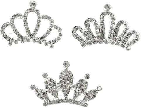 PENIKOKO Peigne à Diadèmes en Strass pour Petites Filles Argenté en Alliage, 3 Pièces, Peau Douce et Finition Soignée, Anniversaire et Spectacle sur Scène Style Aléatoire