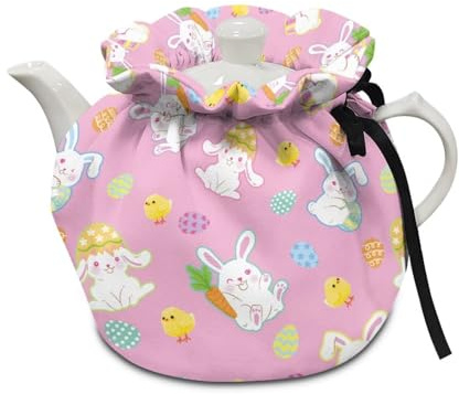 Eheartsgir Easter Rabbit Eggs Tea Pot Cozies Breakfast Warmer Dustproof Kitchen Home Decorative Tea Cosy Insulated Kettle Cover for Home Kitchen Decor Tea Cozies Christmas Decor