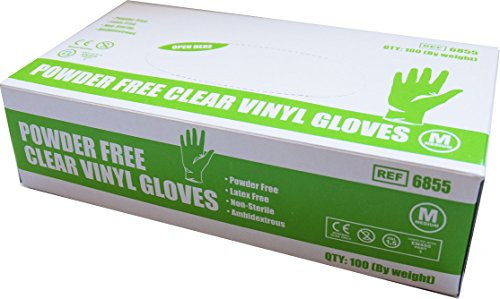 Safecare Disposable Vinyl Gloves - Non Sterile - Powder Free - Clear - Size: Medium - Pack: 100 (Ref 6850)