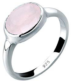 Elli Ring Damen Rosenquarz Solitär Basic in 925 Sterling Silber