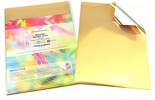 Evergreen Goods 10 Sheets A4 Self Adhesive Brushed Gold Sticker Vinyl, Inkjet & Laser Printable | Waterproof & Sticky Back | Suitable for Cricut, Silhouette & Other Cutters | Sticker Label Making