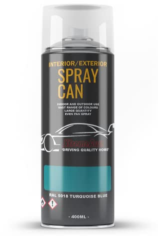 Xtremeauto Spray Paint Finish For Indoor And Outdoor Use Garden Cars Home Kitchen Bathroom Furniture Art Craft Bikes Radiators Metal Wood Plastic Glass UPVC Stone PVC RAL 5018 Turquoise blue
