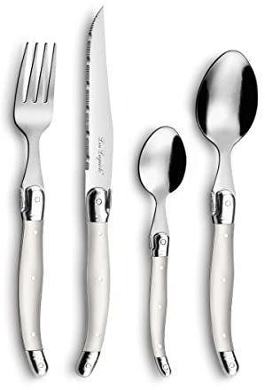 LOU LAGUIOLE - Coffret 24 couverts de table pour 6 personnes - Rustic - Acier inoxydable 18/0, Finition Standard - Perle