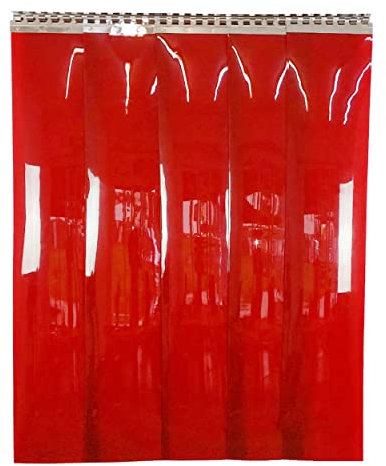 PVC Streifenvorhang 2x300mm Schweißerschutz Höhe 3,75m x Breite 1,50m, Lamellenvorhang gegen Strahlung und Schweißen, UV behandelt und feuersicher, PVC Vorhang gegen Strahlung und Funkenflug