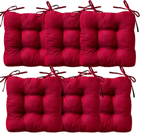 REINO MANSIDI Cojines para Silla, Acolchados 40 x 40cm, Relleno de Fibra Hueca 5cm, Ideal para la Decoración de Cocina y Salón, Comedor y jardín. Fabricados en España (Pack 6, Rojo)