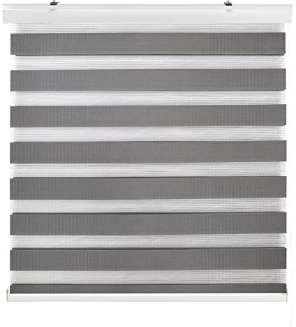 Estoralis Sansa | Estor Enrollable Noche y Día Diseño Moderno | Doble Tejido | Color Antracita | 105 x 255 cm (Ancho/Alto) Tamaño Tela 102 x 250 cm | Estores para Ventanas y Puertas
