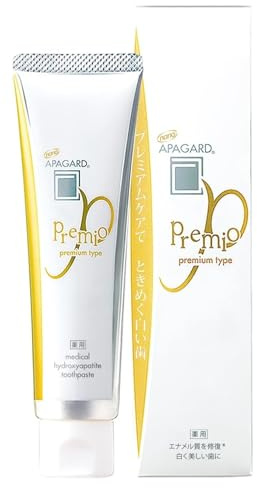 APAGARD® PREMIO, Sangi's Nano-Hydroxyapatite Toothpaste for Naturally Whiter Teeth, No Fluoride, For family use, 105g / 3.7 Oz, Double Mint, Pack of 2