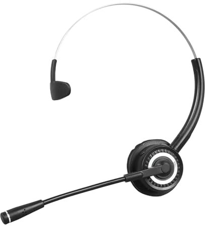 Telefonheadset, Bluetooth Trådlöst Telefonheadset med Mikrofonbrusreducering, Single Ear Call Center Telefonhörlurar för Fasta Kontorstelefoner Mobiltelefon