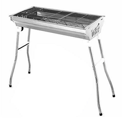 MYVVKIA Parrilla de Barbacoa portátil de Acero Inoxidable de 28,7 Pulgadas, Parrilla de Barbacoa de carbón portátil, Parrilla de Barbacoa Antigua, Adecuada para campistas al Aire