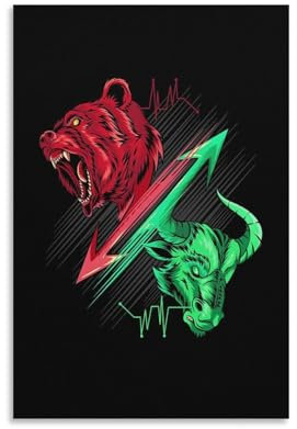 Bull Vs Bear Stock Market Trading Canvas Painting Poster Wall Art Decorative Picture Prints Modern Decor UnFramed,16x24inch(40x60cm)