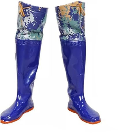 Hip Waders Blue Camo Hip Waders För Herr Dam, PVC Vattentäta Fiskestövlar Jakt Vadarstövlar, Anti Halk Och Rejäl