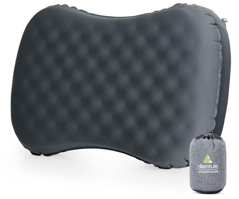 HIKENTURE Almohada inflable, almohada de camping hinchable, cojín cervical ergonómico con espuma, almohada de camping, almohada de viaje, almohada de viaje inflable para exterior, playa, tienda de