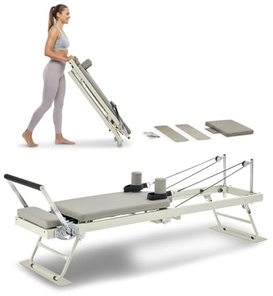 VEVOR Reformer Pilates Pliable, Machine d'Entraînement Pilates Charge 181,44 kg, Lit avec Double Résistance, Ressort et Cordon, Kit Réformateur pour Utilisateurs Avancés et Débutants, Gym Domicile