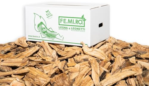 Legna da Ardere di Olivo in Scaglie BIGCHIPS in Scatole da 20 kg – Accendi Camino e Mantenimento Fiamma – Per Camino, Stufa, Forni, Pizzerie e Barbecue – Fornitura 20 kg