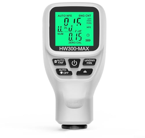 HW300MAX Jauge d'épaisseur numérique pour la mesure de la peinture dans la fabrication et le traitement des métaux (noir)