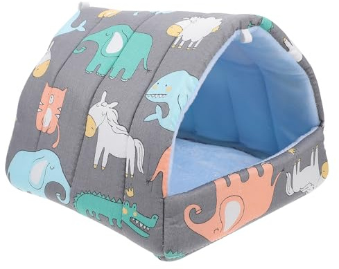 ifundom Sofá para Hámster Doméstico 20X20 CM Nido de Algodón Cálido y Lavable para Mascotas Pequeñas como Conejos Erizos y Cobayas Cama para Dormir en Invierno Diseño Azul Estampado