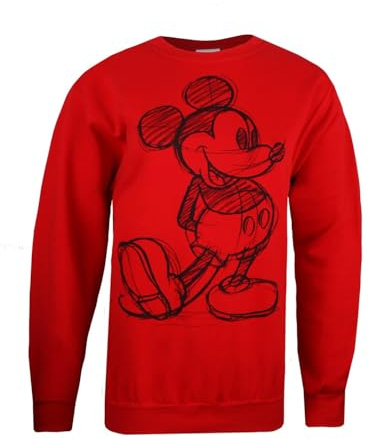 Disney Womens Crew Neck Sweater Mickey Sketch L Red