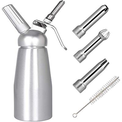 Stainless Steel Professional Whipped Cream Dispenser - Aluminum Cream Whipper, Whipper Canister, 0.5 Pint (250ml) Capacity