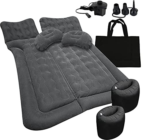 ZONETECH Car Trunk Inflatable Air Mattress - Premium Quality Easy Inflation Air Pump Flocking Surface Back Seat Thickened Bed with 2 -Pillows for Travel Camping Family Outing
