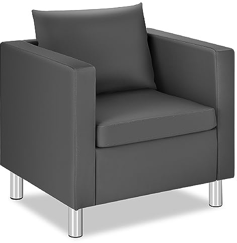 COSTWAY 1/2/3-Seater Sofa, PU Leather Upholstered Sofa Settee with Pillow and Armrest, Modern Single/Double/Triple Sectional Couch Lounge Seat Chair for Living Room Office