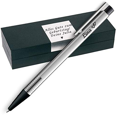 L A M Y logo silber/schwarz Kugelschreiber 205 mit Gravur inklusive Geschenkverpackung mit Gravur Symbole möglich Geschenk für Prüfung Geburtstag Einstand Jubiläum PS67
