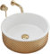 Rea Waschbecken Waschtisch Aufsatzwaschbecken Keramik Handwaschbecken Aufsatz Waschschale Oval 42X42 Weiß Gold