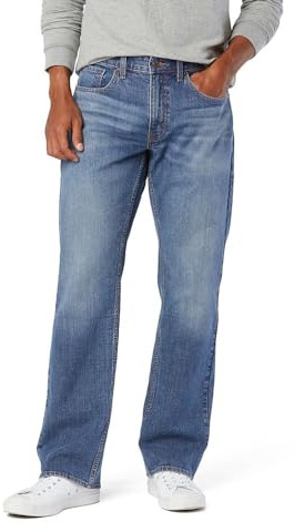 Levi Strauss Signature Gold Men's Relaxed Fit Flex Jeans, Hazy Horizon-Stretch Waistband, 36Wx34L