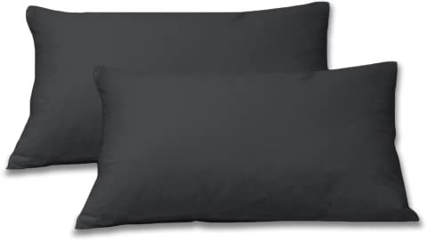 Emma Essentials Baumwolle Kissenbezug 80x80 cm, Anthrazit, Set mit 2 Kissenbezüge mit Reißverschluss