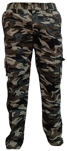 Trimax Pantalón Largo táctico Camo | Ropa de Caza con Bolsillos Color Camuflaje marrón. para Hombre Cazador, Pesca, Senderismo, Actividades al Aire Libre (L)