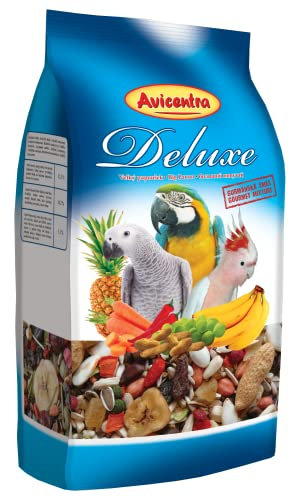 Avicentra Großsittichfutter Papageienfutter Papagei Futter Vogelfutter Premium-Mix mit Bananen, Karotten und Erdnüssen 1000g (Delux)