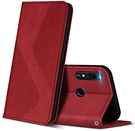 ZONNAVI Coque pour Huawei P Smart Z, Premium Étui Housse en Cuir de Protection avec [Emplacements Cartes] [Magnetique], Clapet Folio Portefeuille pour Huawei P Smart Z (Rouge)