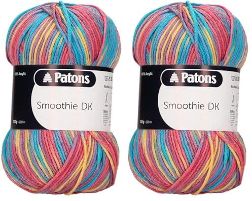 Patons Knitting Yarn, Acrylic, Multi Mix, One Size (Pack of 2)