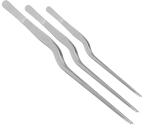 Zerodeko 3pcs Stainless Steel Kitchen Food Clips Long Steak Clips for Cooking Fish Bone Removing