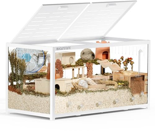 BUCATSTATE Hamsterkäfig 3,0: Metall Rattenkäfig Kleintierkäfig Groß Stapelbar mit Einfacher Montage 120L x 60W x 62H cm für Nager, Mäuse, Zwerghamster (0,72m², Weiß)