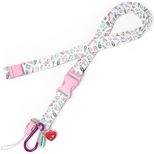 Nurse is Love Lanyard Enfermera Personalizado - Cuelga Llaves y Tijeras con Clip Sujetador de Acceso y Mosquetón Ideal para Porta Tarjetas Identificativas | Regalos Originales, Enfermera Accesorios