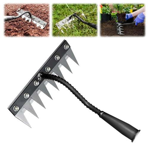 Detachable Gardening Hand Weeder Tool, Manual Weeder Claw Remover, Weed Puller Rake, Detachable Garden Hand Weeder Tool, Effective Uprooting for Lawn Garden Yard Vegetable Backyard Farm (8 Tines)