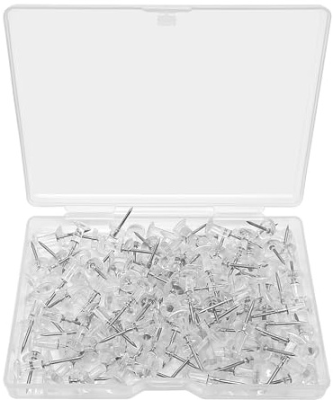 Skythrive Transparente Reißzwecken 100 Stück - Stecknadeln mit Plastikbox, ideale Polster Reißnägel für DIY, Bulletin Board, Kork Boards und Wandkarten