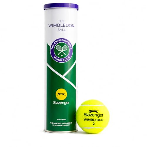 Slazenger Wimbledon Offizielle Tennisbälle – Profi-Allcourt-Turnierbälle mit Hydroguard-Technologie (4er Dose)