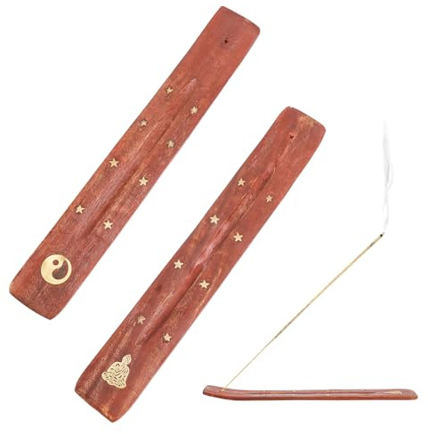 XRVRILE 2 Porte-Encens en Bois, Support Bâton D’encens Long 25,6 cm, Porte Encens pour Méditation Yoga, Récupérateur De Cendres pour Surface Propre