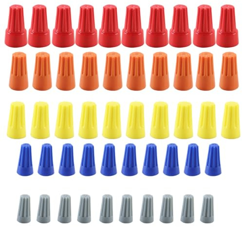 Ludom Kit de 60 conectores de cable eléctrico para cables de 10 a 22 AWG, tuercas de alambre de resorte, tapas giratorias coloridas para conexiones rápidas y seguras terminales de tornillo