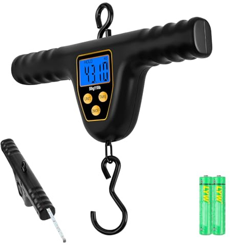 Alaoo Bilancia da Pesca, 50kg/110lb, 3 unità di Pesatura, Schermo LCD