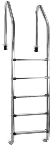 Escalera de piscina resistente, 3 escalones antideslizantes de acero inoxidable para piscinas profundas, capacidad de carga de 380 libras, uso en interiores y exteriores