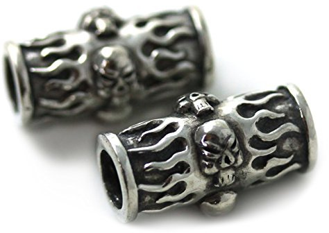 LynnAround Pewter Punk Rock Skulls Beard Beads Rings, Dwarven Dreadlock Pirate Medieval Hair Beads, Pagan Jewelry