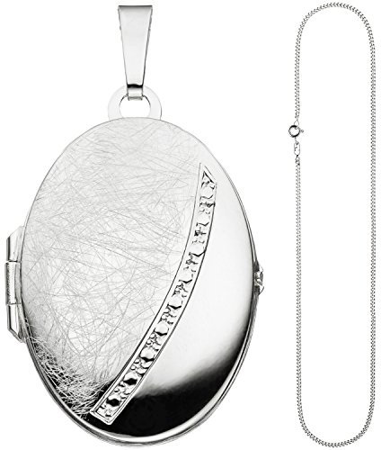 Jobo Damen-Medaillon aus 925 Sterling Silber Oval mit Kette 60 cm