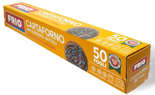 FRIO - Carta Forno in fogli Pretagliata, 33x38cm (50 Fogli) - Antiaderente per Forno, Microonde e Conservazione - Ideale per Pizze e Teglie - Biodegradabile, Riciclabile, Compostabile