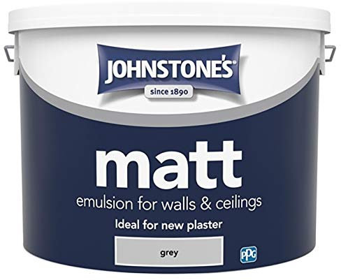Johnstone's 10L Contract Matt Emulsion Grey Paint Walls Plaster Build Home House