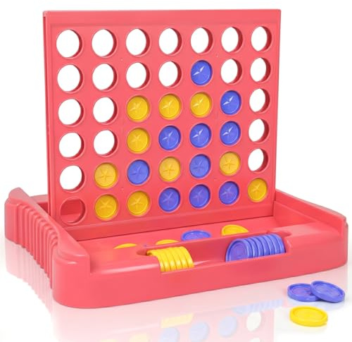 Pup Go Anslut 4 Brädspel, Lämpliga för Barn 3+ År, Bärbara Resespel | 4 i Rad Spel Klassiska Traditionella Pedagogiska Leksaker, Föräldra-Barn Familjespel Lämpliga för Barn och Föräldrar (Rosa)
