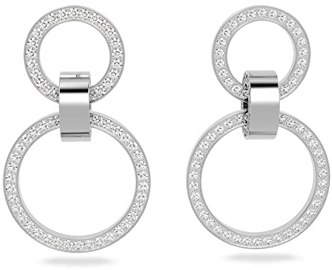 Swarovski White Crystal Hoop Earrings, Pavé Crystals in a Rhodium Plated Setting, from the Hollow Collection