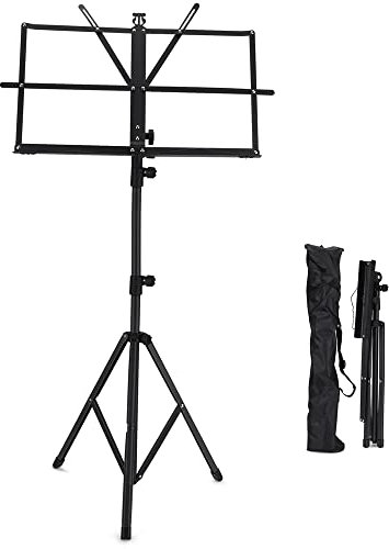 Notenständer Schwarz, Individuell Höhenverstellbarer und Klappbarer Notenständer Kinder– Leichter Notenständer mit Praktischer Tragetasche Musizier-Zubehör